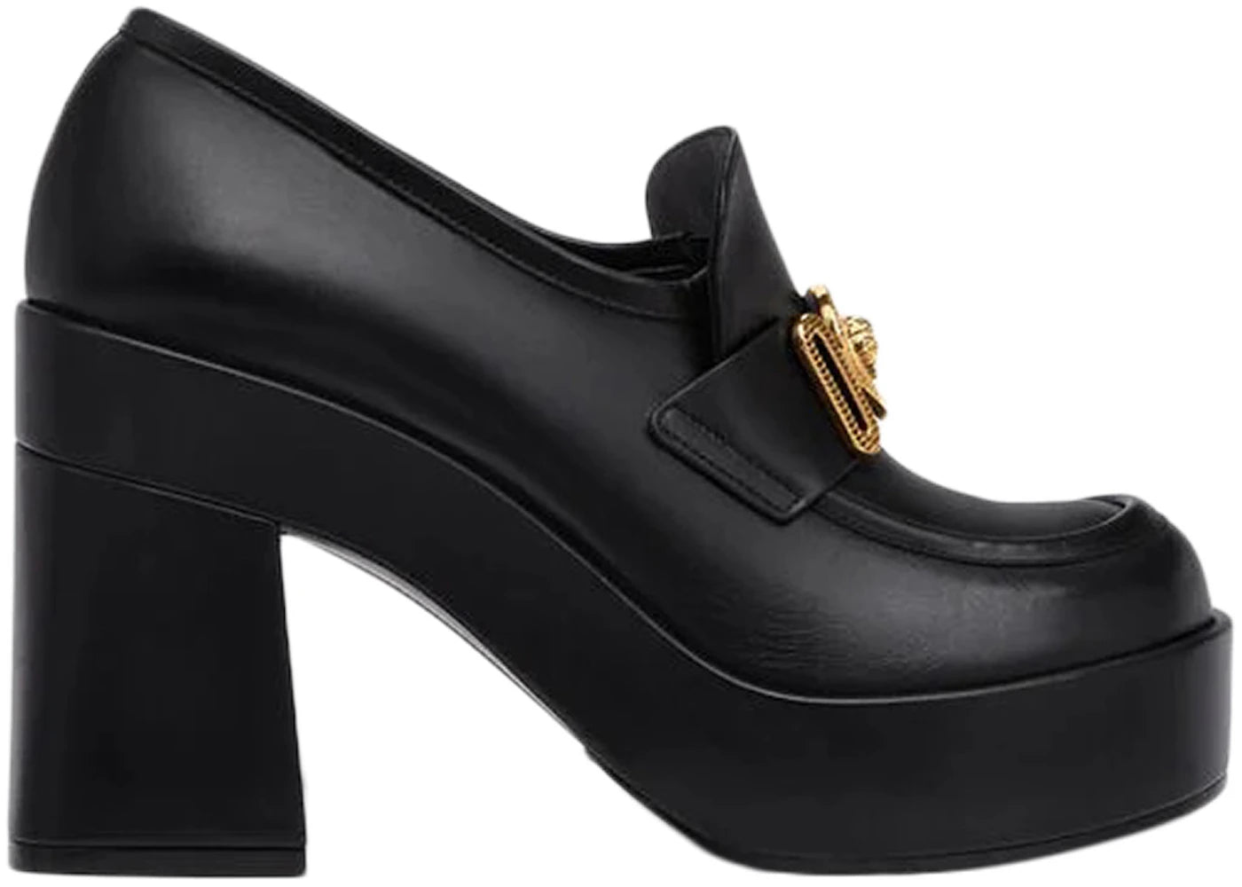 versace medusa biggie 75mm platform loafers black leather