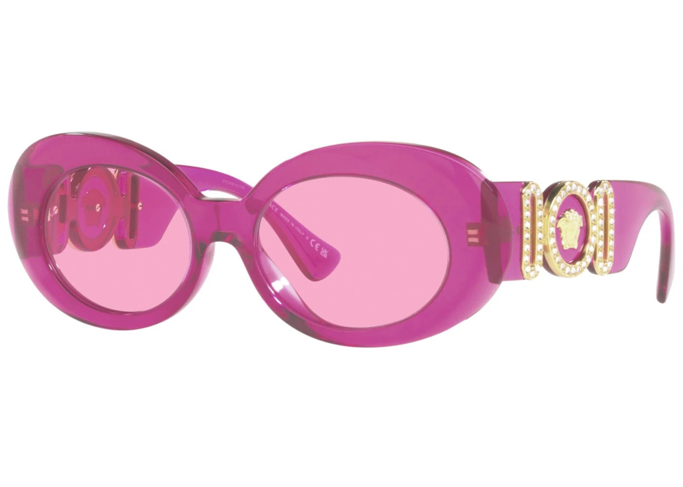 versace medusa biggie oval sunglasses transparent pink (ve4426bu-5334-5-54)