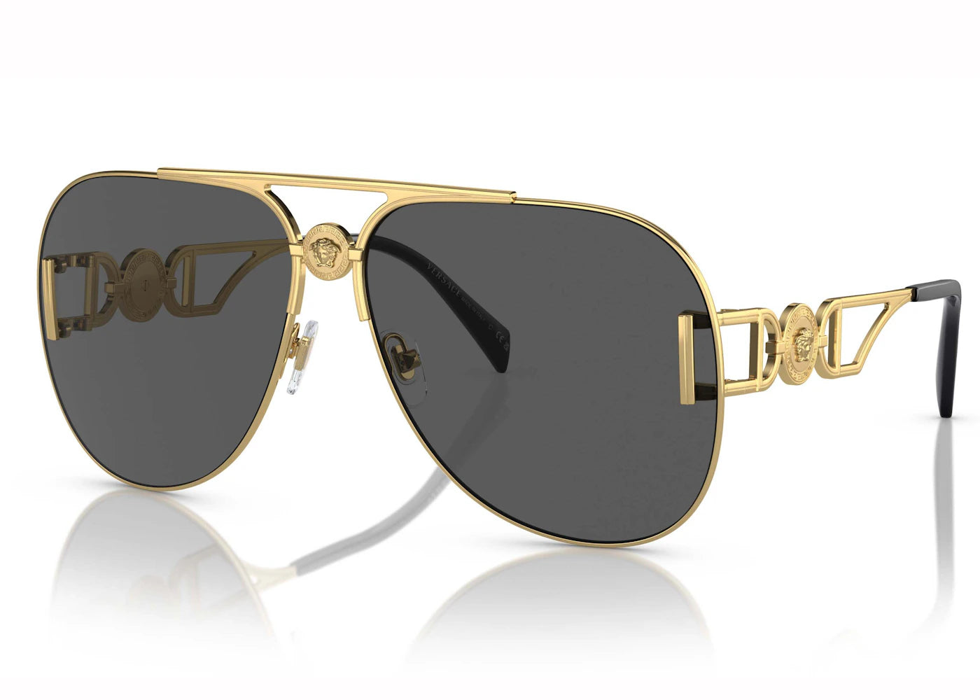 versace medusa biggie pilot sunglasses dark grey/gold (ve2255)
