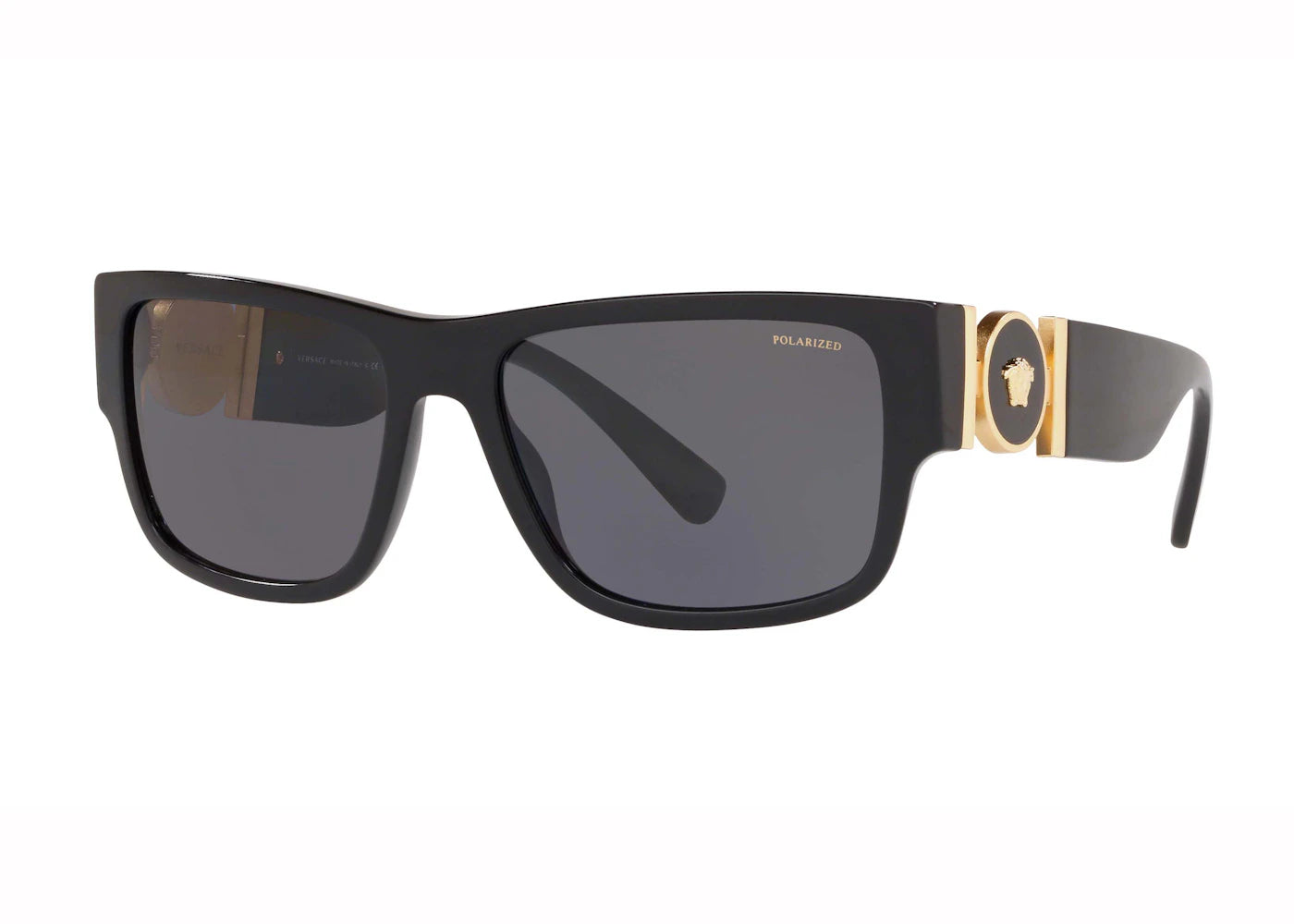 versace polarised square sunglasses black/gold (ve4369)