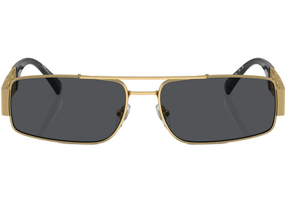 versace rectangle logo runway sunglasses gold (2257)