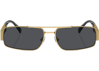 Versace Rectangle Logo Runway Sunglasses Gold 2257