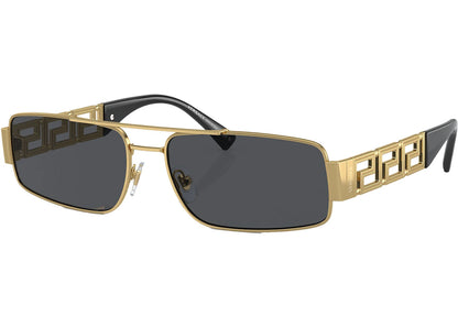 versace rectangle logo runway sunglasses gold (2257)