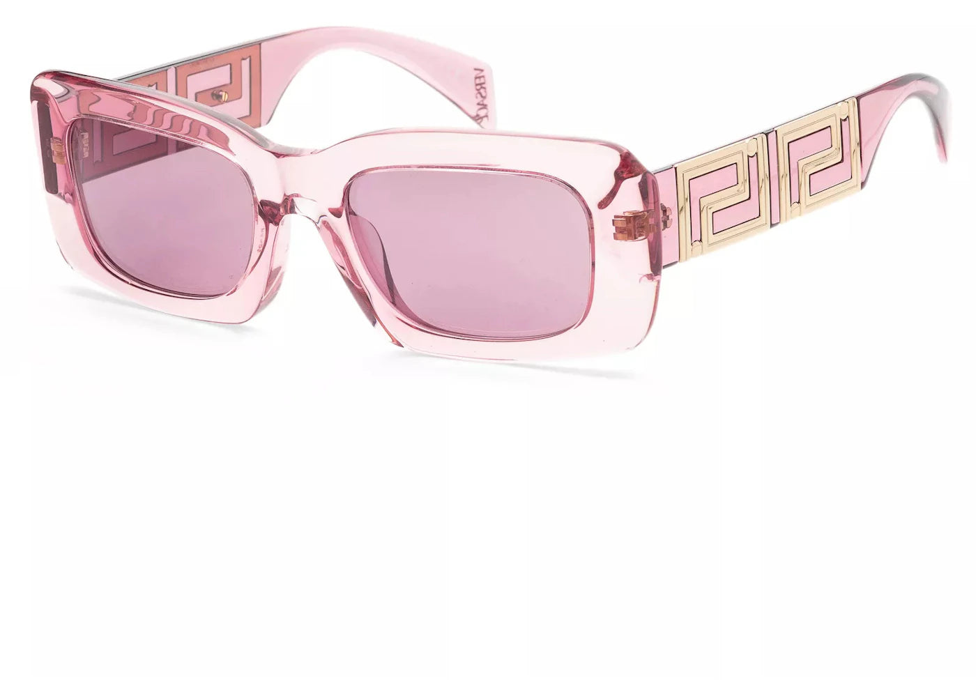 versace rectangle sunglasses transparent pink/violet internal mirror (ve4444u-5355ak)