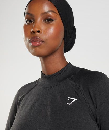 Women's Gymshark Vital Long Line Top Black Marl