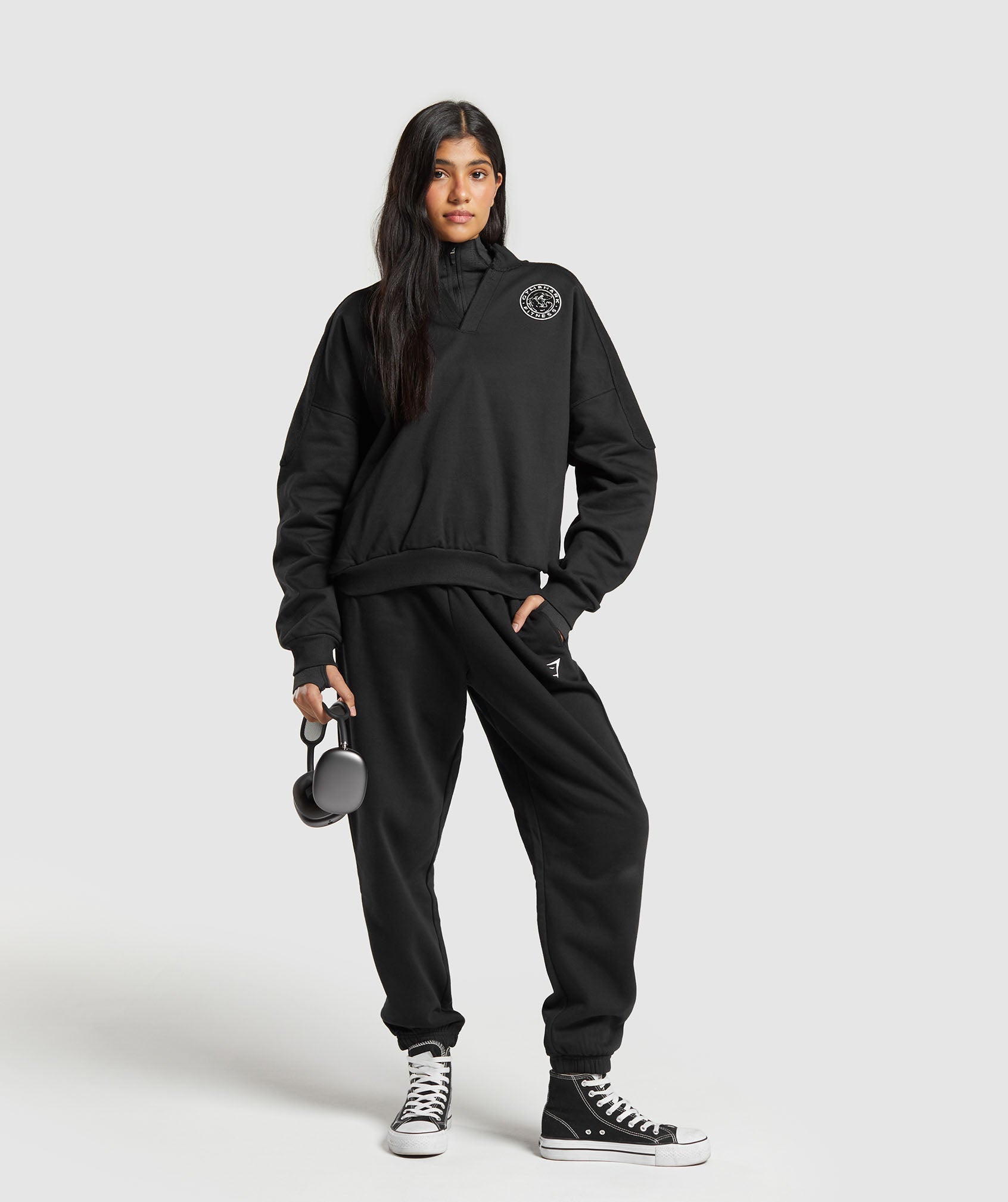 Women's Gymshark Vital Midi Zip Up Jacket Black Marl