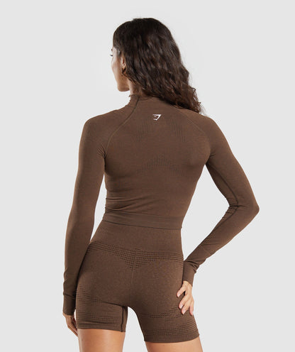 Women's Gymshark Vital Midi Zip Up Jacket Espresso Marl