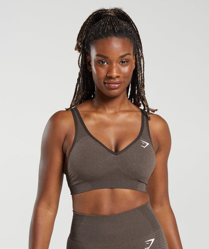 Women's Gymshark Vital V Neck Sports Bra Brown Marl