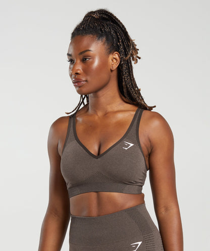 Women's Gymshark Vital V Neck Sports Bra Brown Marl