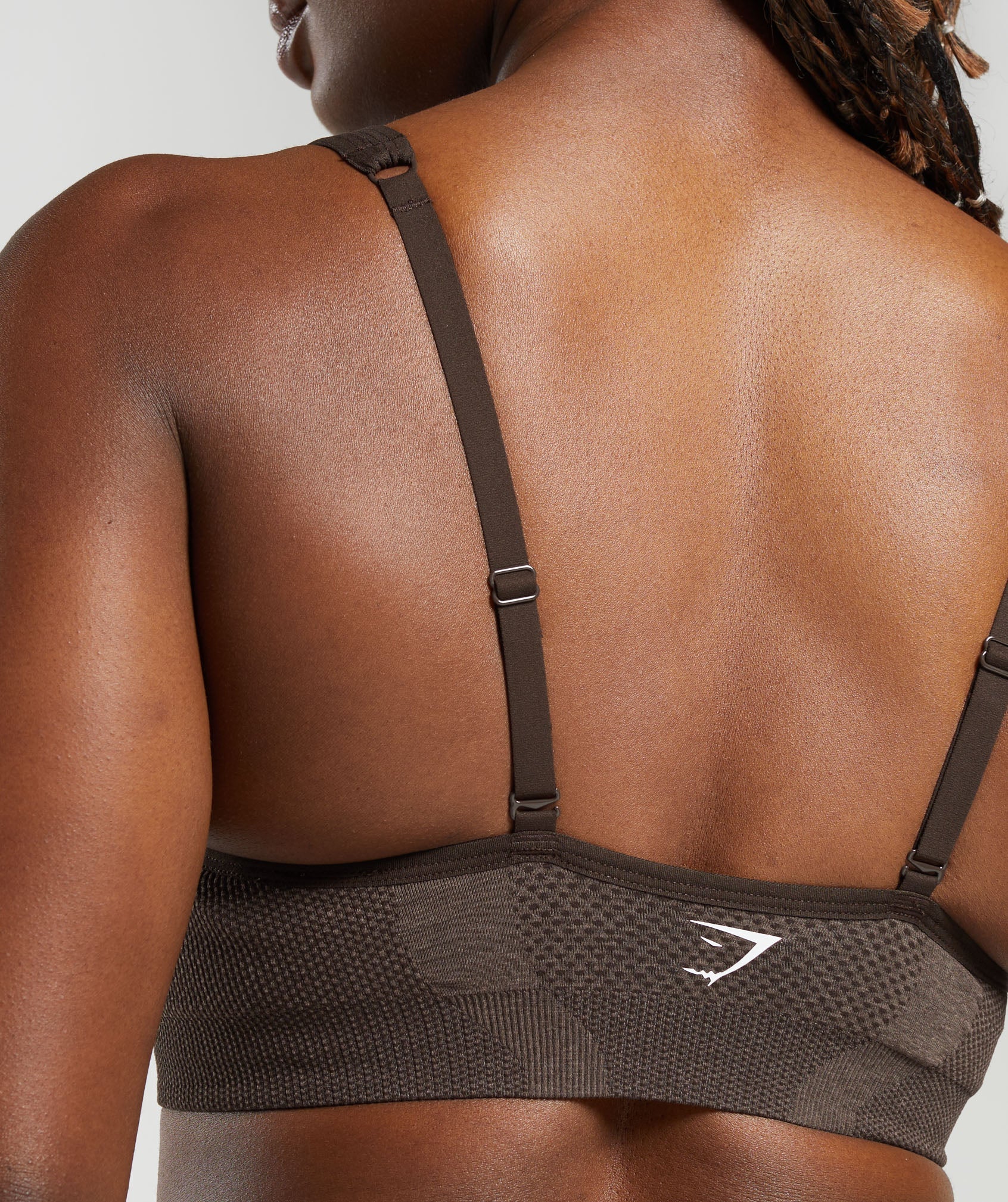 Women's Gymshark Vital V Neck Sports Bra Brown Marl