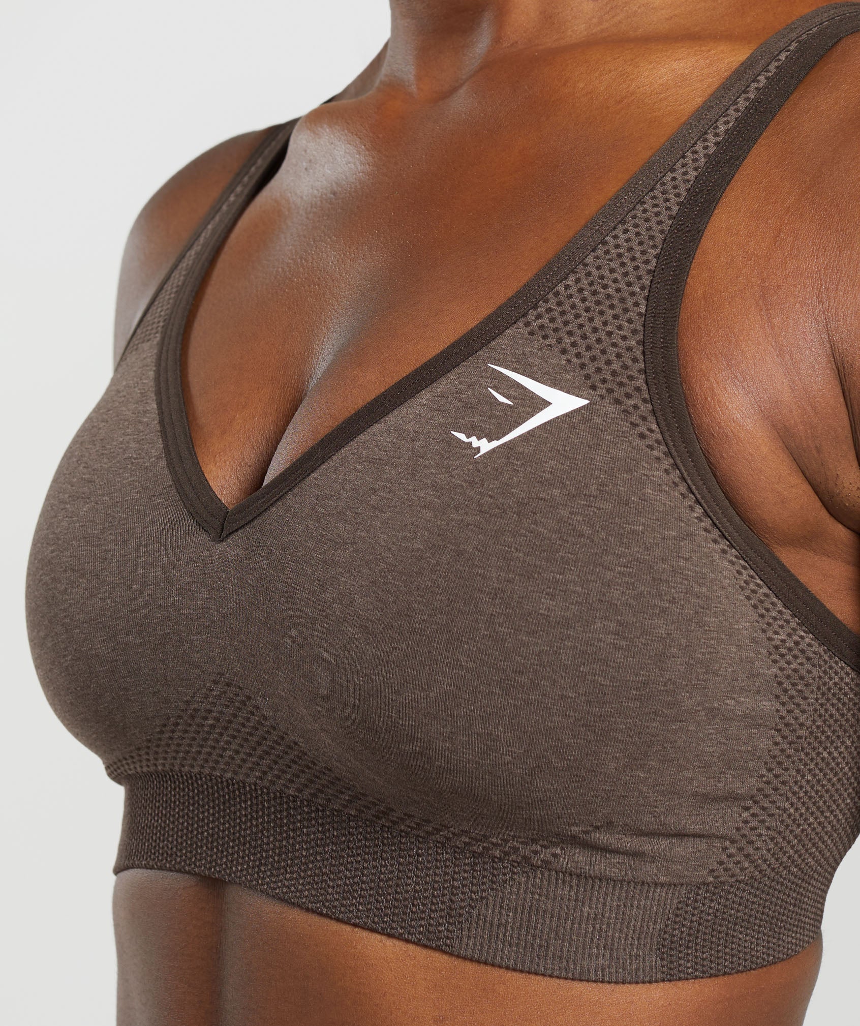 Women's Gymshark Vital V Neck Sports Bra Brown Marl