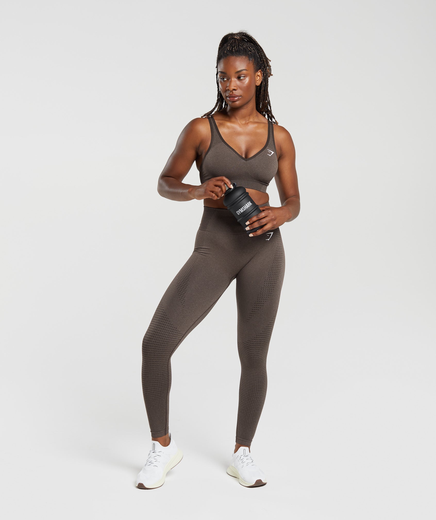 Women's Gymshark Vital V Neck Sports Bra Brown Marl