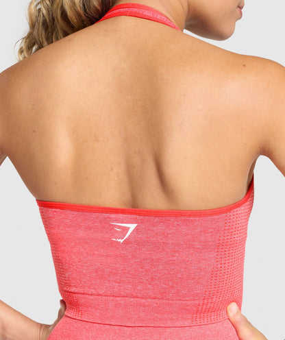 Women's Gymshark Vital Halter Neck Tank With Shelf Coral Red Marl