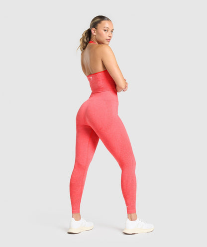 Women's Gymshark Vital Halter Neck Tank With Shelf Coral Red Marl