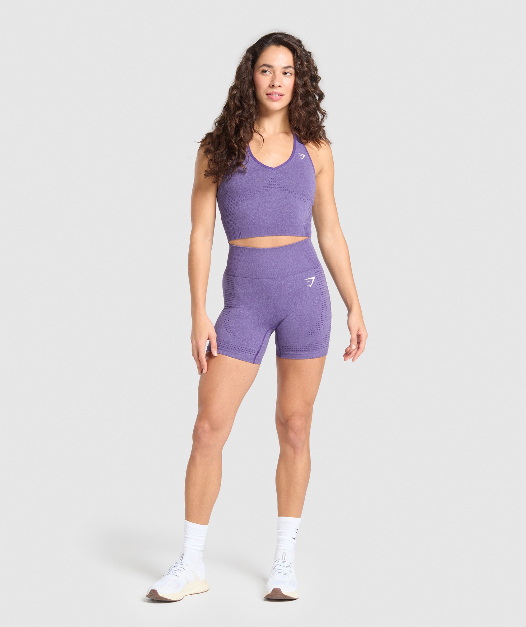 Women's Gymshark Vital Halter Neck Tank With Shelf Functional Purple Marl