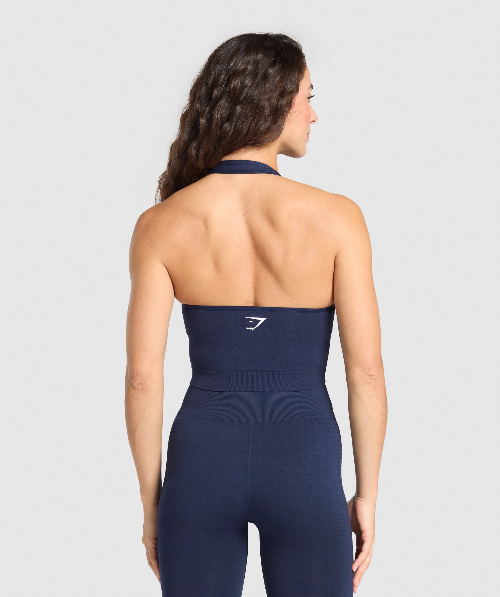 Women's Gymshark Vital Halter Neck Tank With Shelf Heavy Blue Marl