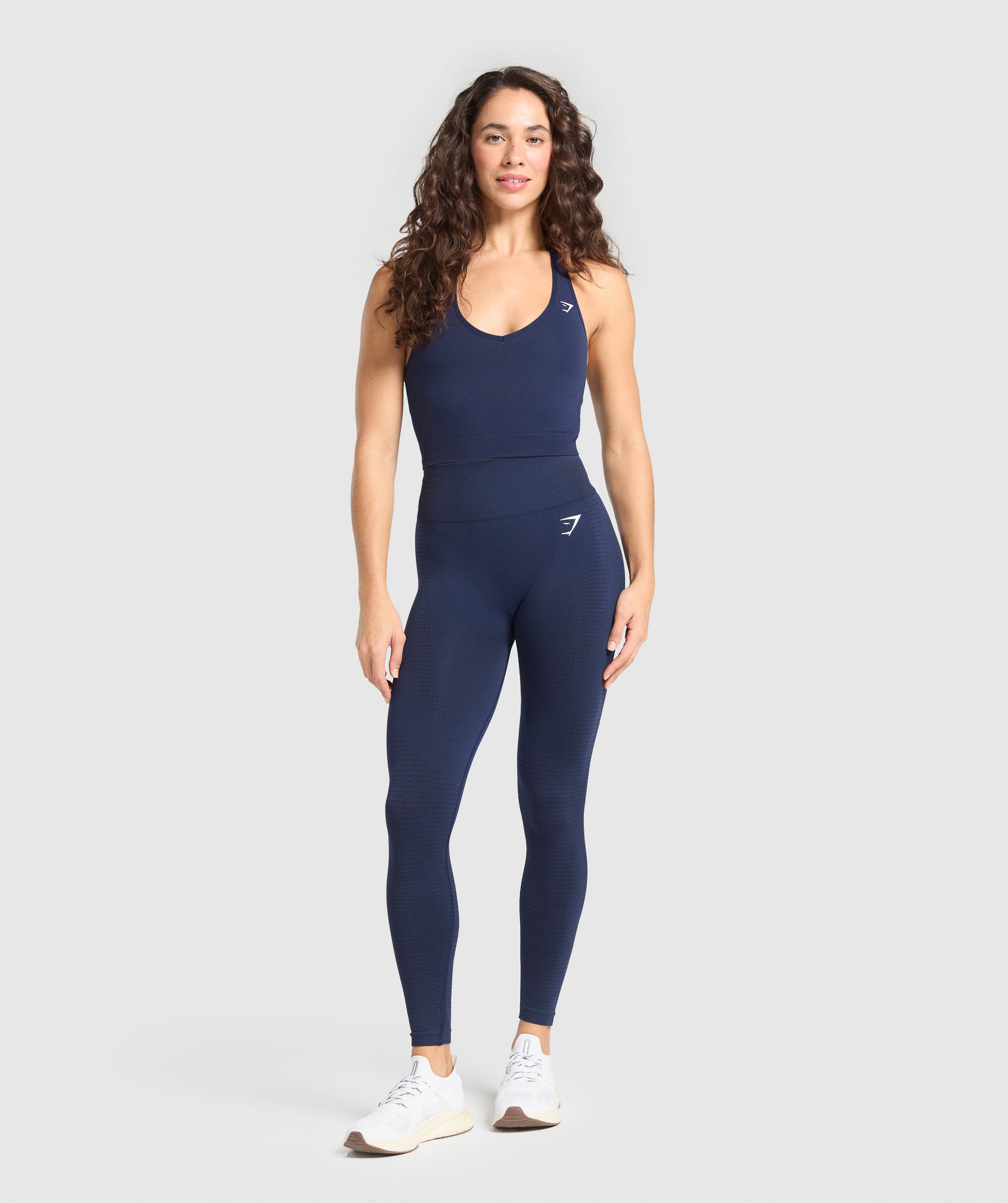 Women's Gymshark Vital Halter Neck Tank With Shelf Heavy Blue Marl