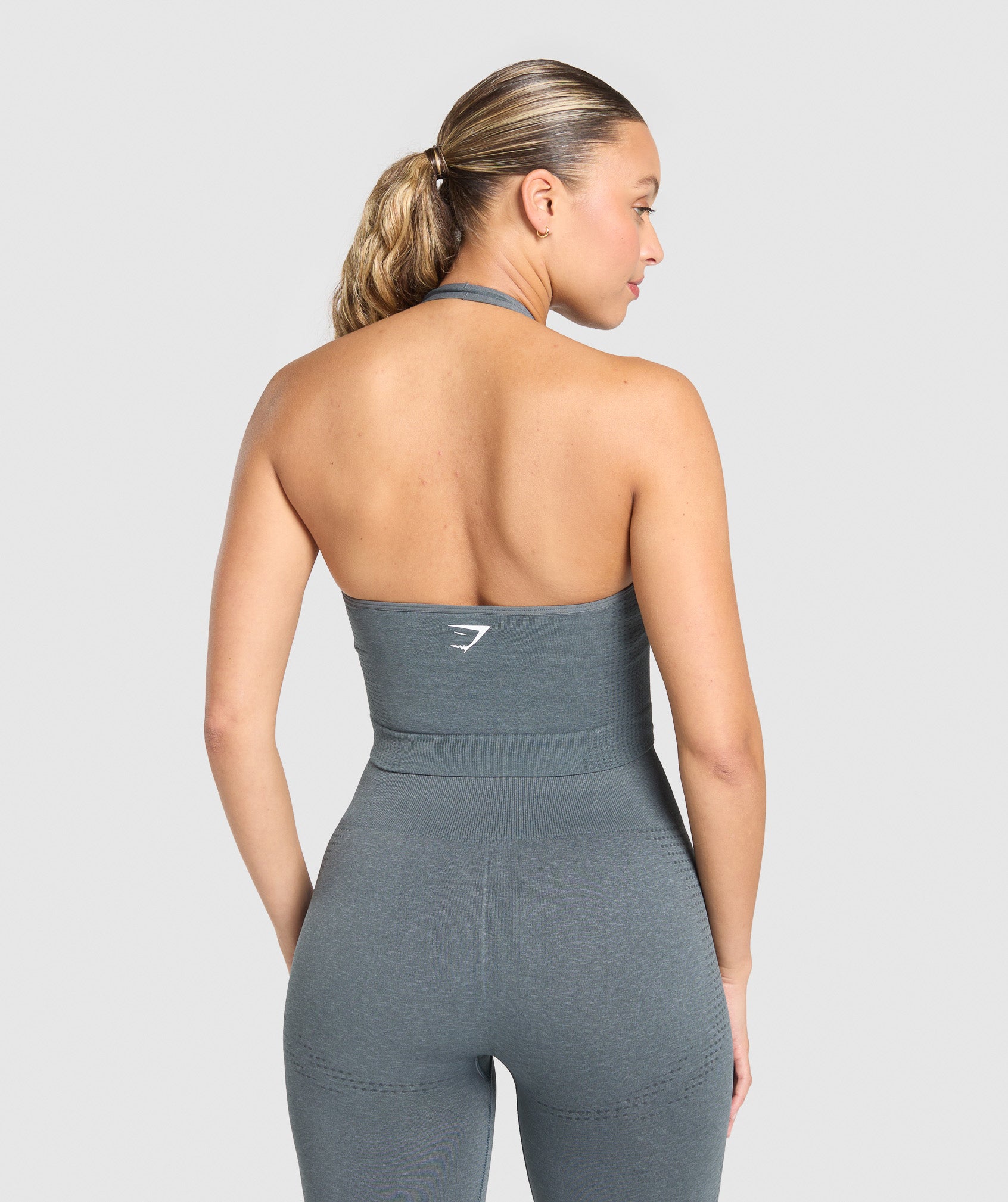 Women's Gymshark Vital Halter Neck Tank With Shelf Strong Grey Marl