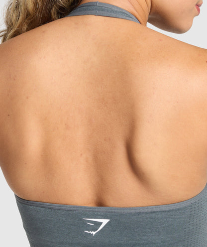 Women's Gymshark Vital Halter Neck Tank With Shelf Strong Grey Marl
