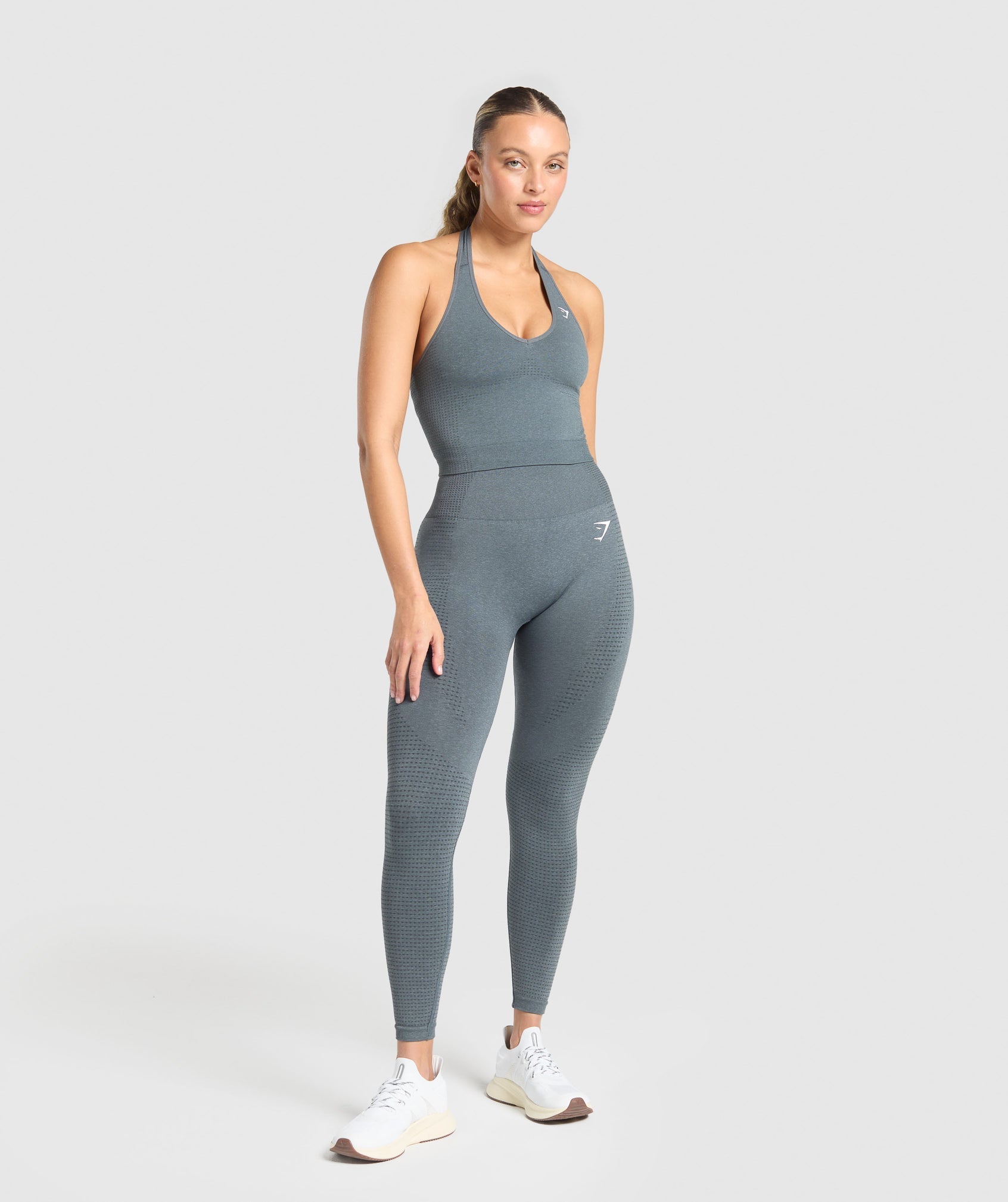 Women's Gymshark Vital Halter Neck Tank With Shelf Strong Grey Marl