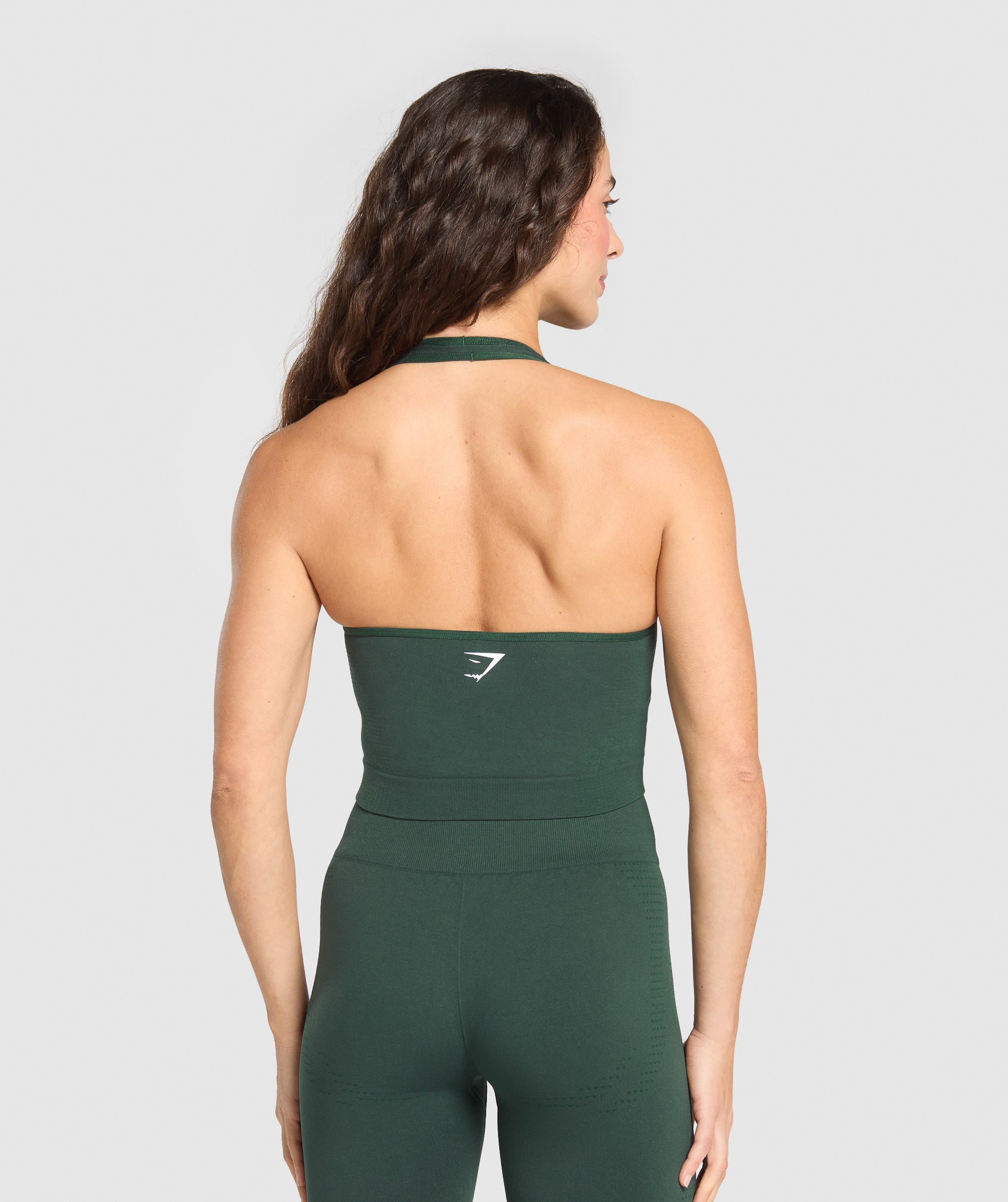 Women's Gymshark Vital Halter Neck Tank With Shelf Woodland Green Marl