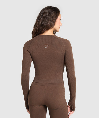 Women's Gymshark Vital Long Sleeve Cut Out Top Espresso Marl