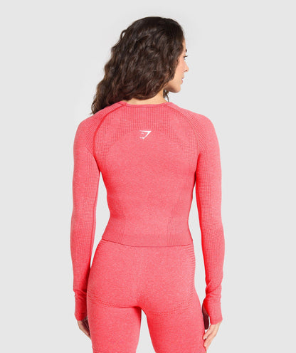 Women's Gymshark Vital Long Sleeve Cut Out Top Coral Red Marl