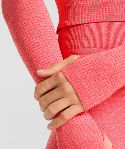 Women's Gymshark Vital Long Sleeve Cut Out Top Coral Red Marl