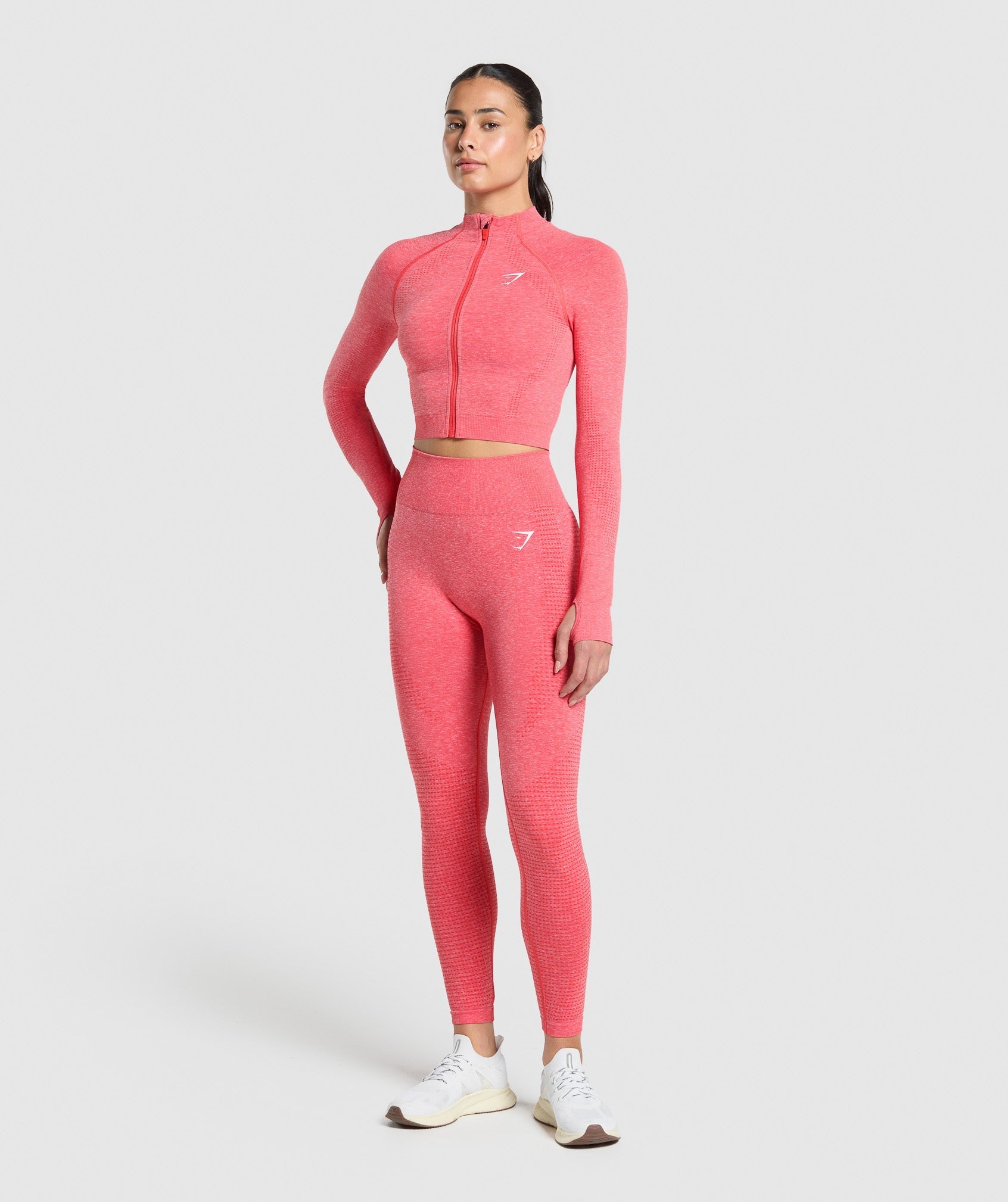 Women's Gymshark Vital Seamless Midi Zip 2.0 Pullover Coral Red