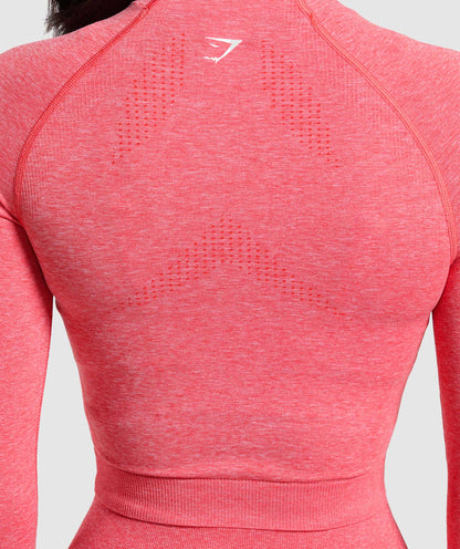 Women's Gymshark Vital Seamless Midi Zip 2.0 Pullover Coral Red