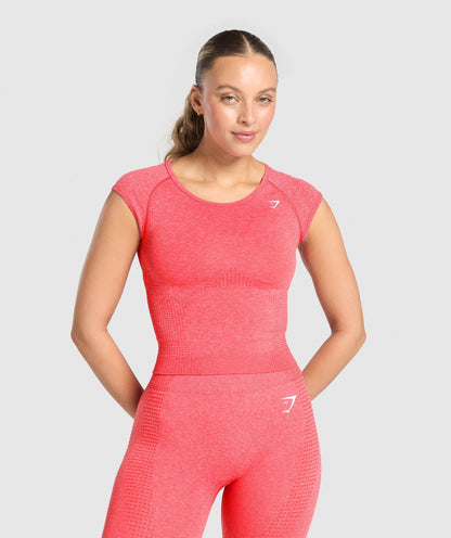 Women's Gymshark Vital Scoop Neck Top Coral Red Marl