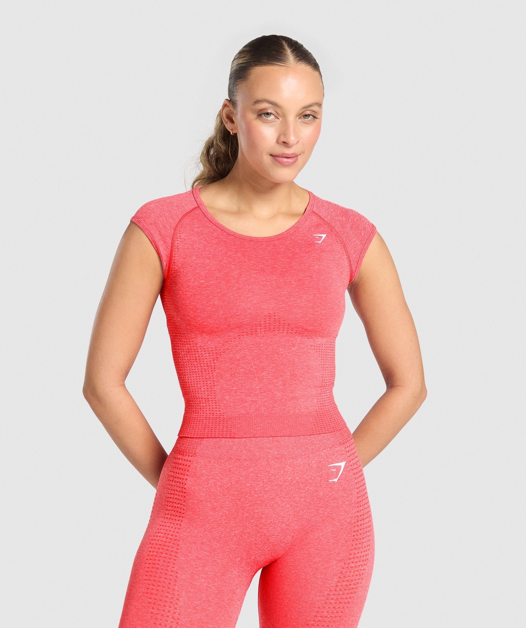 Women's Gymshark Vital Scoop Neck Top Coral Red Marl