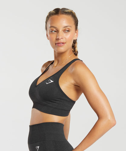 Women's Gymshark Vital V Neck Sports Bra Black Marl