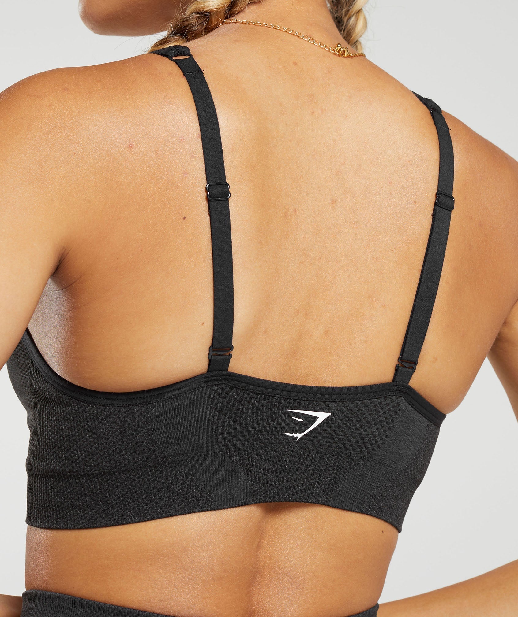 Women's Gymshark Vital V Neck Sports Bra Black Marl
