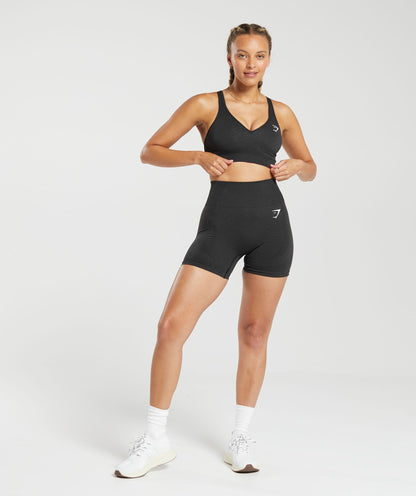 Women's Gymshark Vital V Neck Sports Bra Black Marl