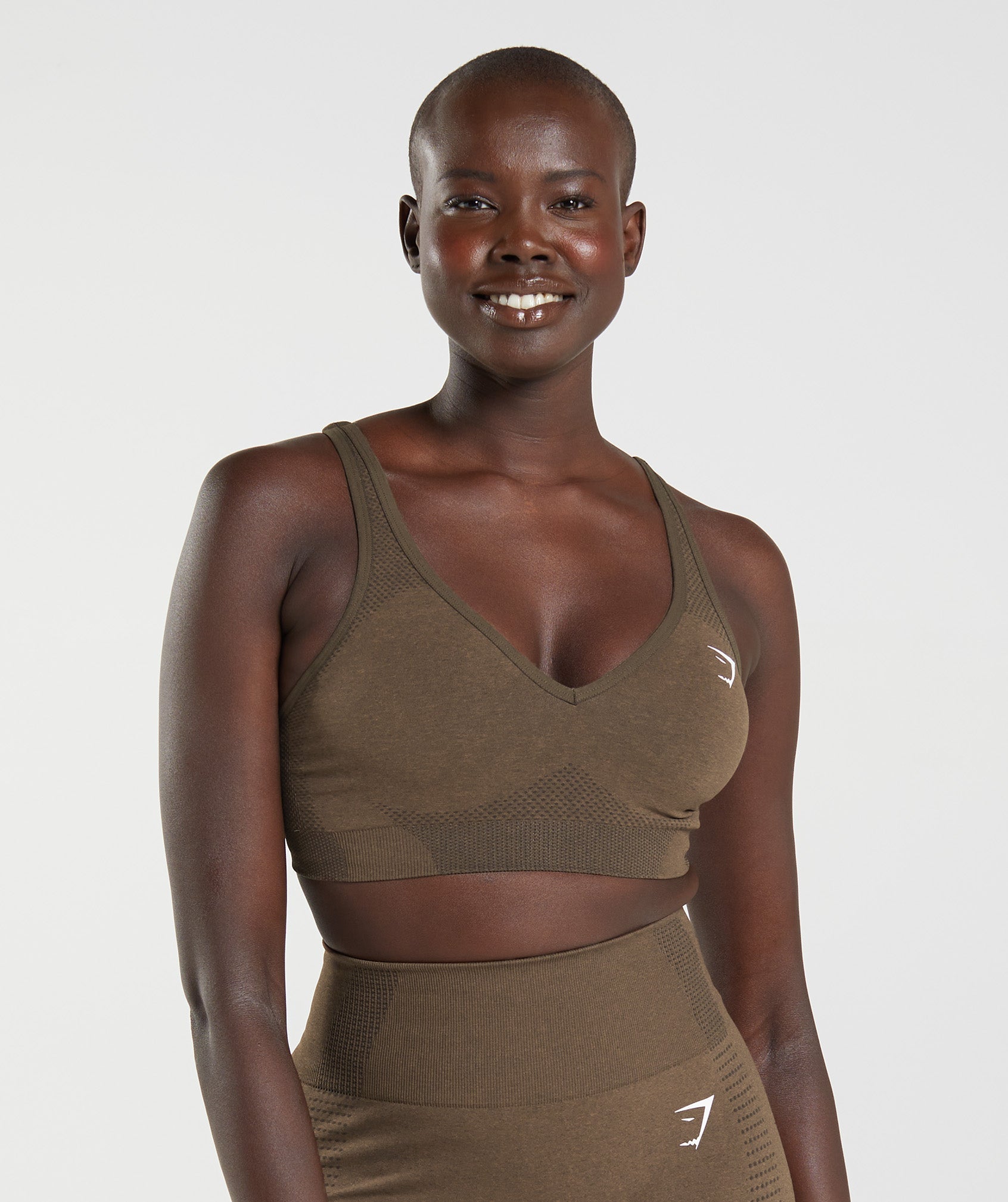 Women's Gymshark Vital V Neck Sports Bra Espresso Marl
