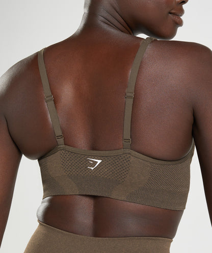 Women's Gymshark Vital V Neck Sports Bra Espresso Marl