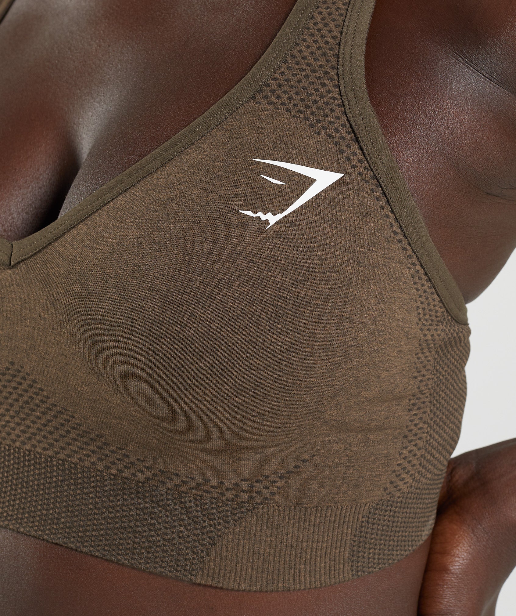 Women's Gymshark Vital V Neck Sports Bra Espresso Marl
