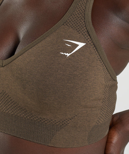 Women's Gymshark Vital V Neck Sports Bra Espresso Marl