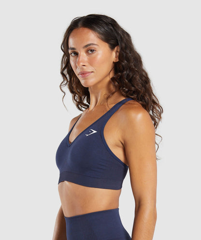 Women's Gymshark Vital V Neck Sports Bra Heavy Blue