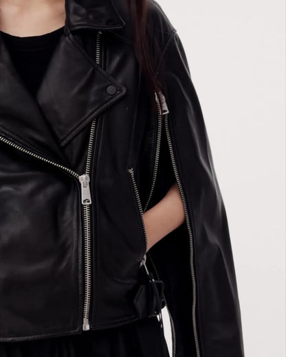 AllSaints Masone Leather Biker Jacket Women's Black Women's
