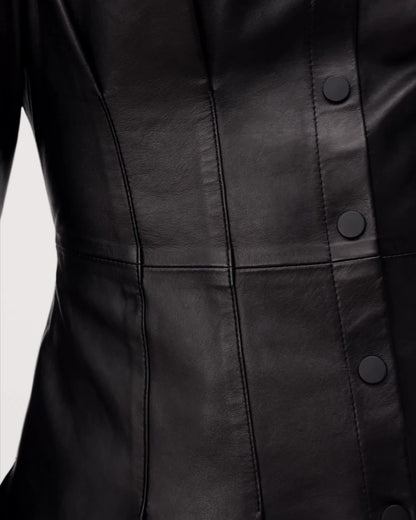 AllSaints Larson Leather Pleated Shirt Women's Black Women's