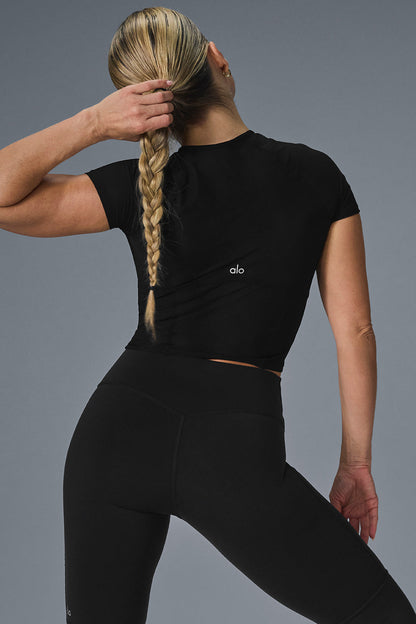 Alo Yoga Women'S Mesh Cropped Tempo Short Sleeve