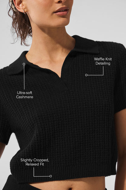 Alo Yoga Women'S Cashmere Plush Waffle Polo Tee