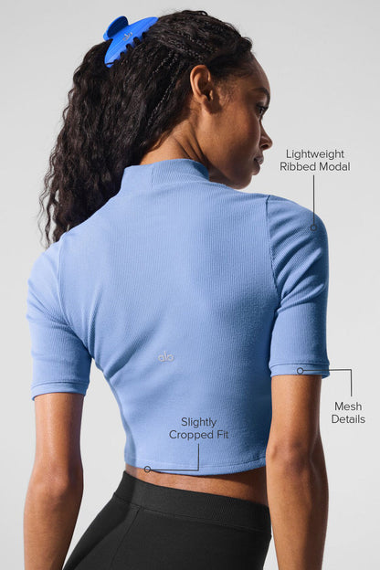 Alo Yoga Ribbed Mesh Secret Short Sleeve