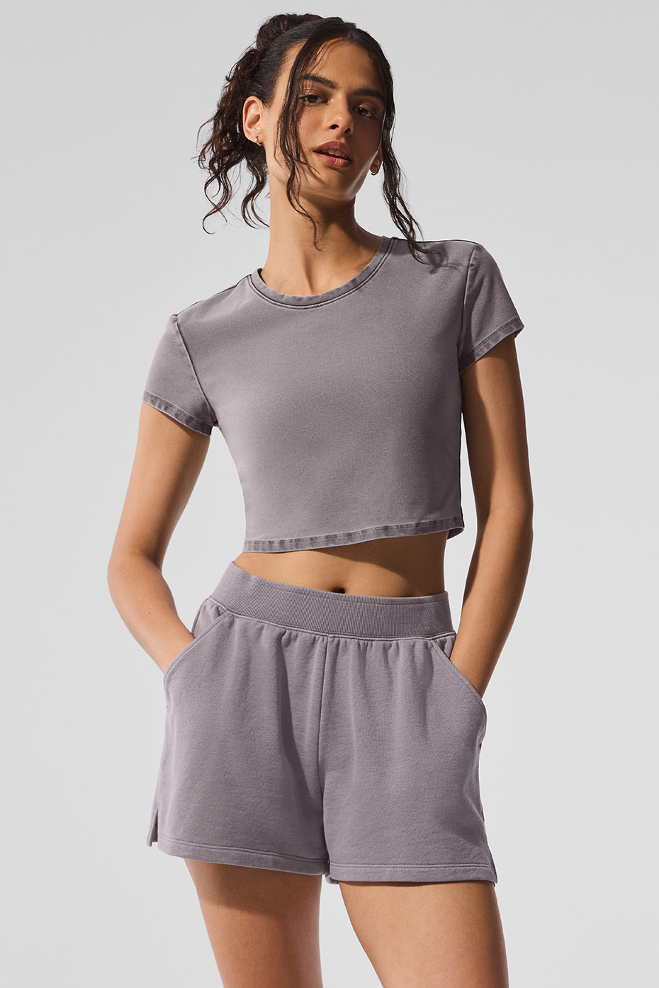 Alo Yoga Women'S Alosoft Crop Finesse Short Sleeve