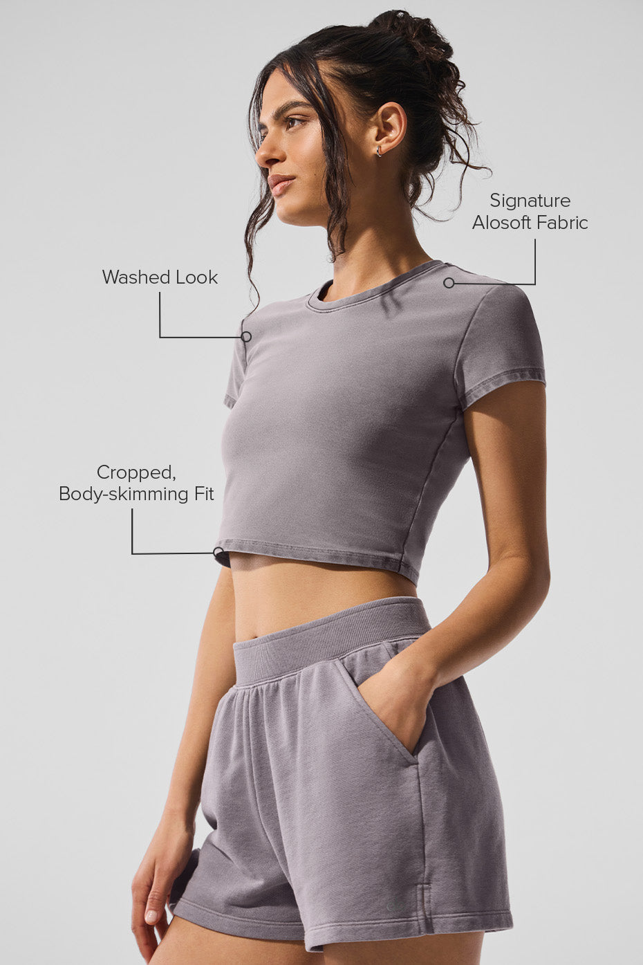 Alo Yoga Women'S Alosoft Crop Finesse Short Sleeve