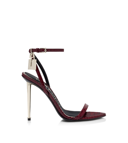 Tom Ford Semi Shiny Printed Python Padlock Pointy Naked Sandal