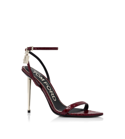 Tom Ford Semi Shiny Printed Python Padlock Pointy Naked Sandal