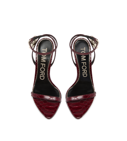 Tom Ford Semi Shiny Printed Python Padlock Pointy Naked Sandal